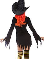 Witch, costume dress, long sleeves, tatters, cowl neck